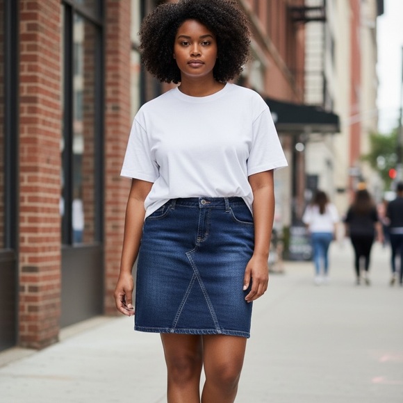 Tommy Hilfiger Dresses & Skirts - Tommy Hilfiger Denim Skirt Dark Blue Back Slit Front Zip 5 Pocket Midi Skirt 14